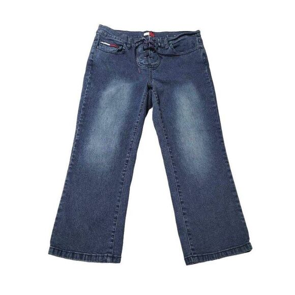 VINTAGE Tommy Hilfiger Tommy Jeans Juniors Size 7 Denim Jean Capri Pants - Picture 1 of 11